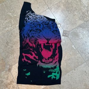 NWOT Miss Sixty Italian Designer dress - one shoulder, multicolor tiger print S